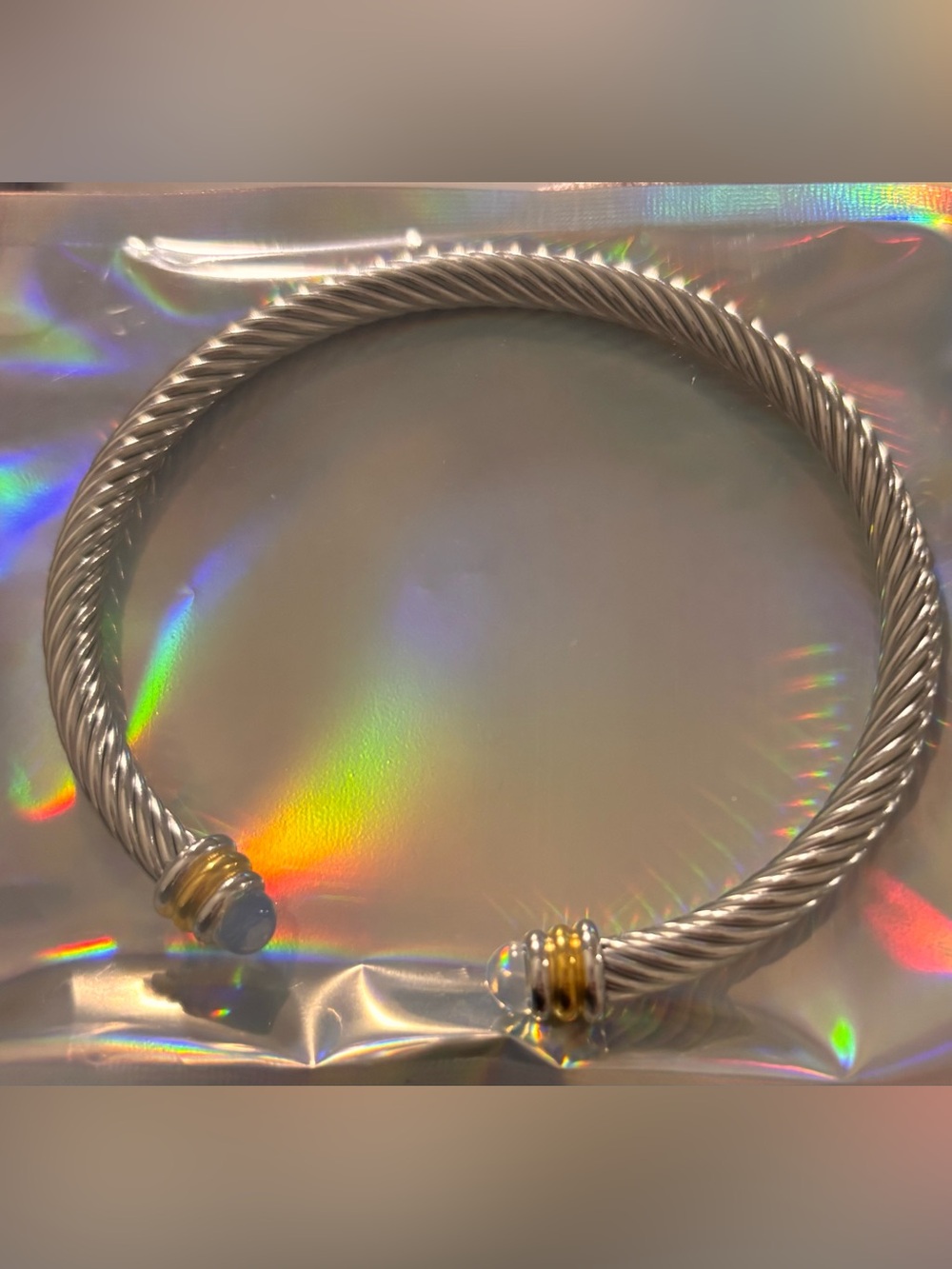 NWT Silver and Blue Topaz Classic Cable Cuff Bracelet Yurman - Picture 5 of 6